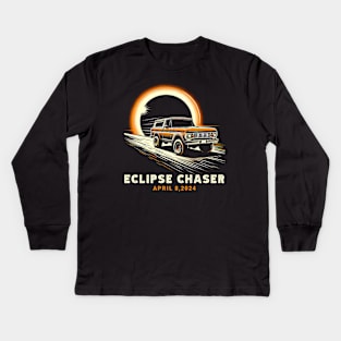 Eclipse Chaser 2024 Total Solar Eclipse Truck Road Trip T-Shirt Kids Long Sleeve T-Shirt